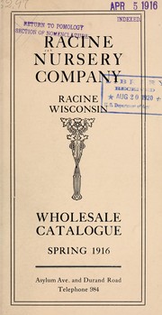 Cover of: Wholesale catalogue by Racine Nursery Company