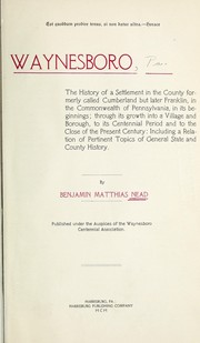 Cover of: Waynesboro by Benjamin Matthias Nead