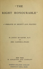 Cover of: "The right honourable": a romance of society and politics