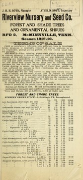 Cover of: Forest and shade trees and ornamental shrubs: Season 1915-16