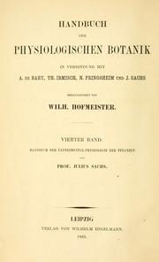 Cover of: Handbuch der Experimental-Physiologie der Pflanzen by Sachs, Julius