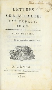 Cover of: Lettres sur l'Italie