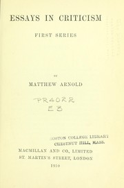 Cover of: Essays in criticism: first series