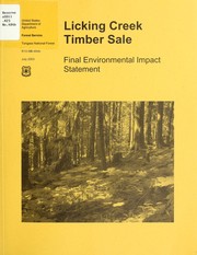 Cover of: Licking Creek timber sale: final environmental impact statement.
