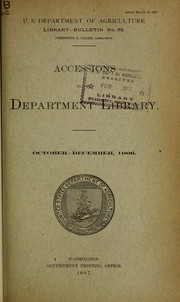 Cover of: Accessions to the Department Library: October-December, 1906