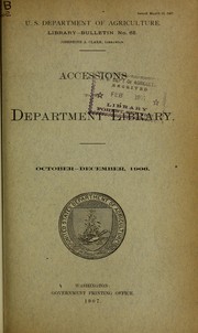 Cover of: Accessions to the Department Library by United States. Department of Agriculture. Library, United States. Department of Agriculture. Library