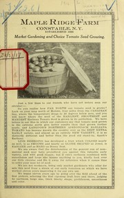 Cover of: Market gardening and choice tomato seed growing