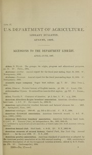 Cover of: Accessions to the Department Library: April-June, 1897