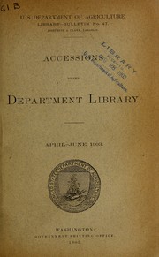 Cover of: Accessions to the Department Library: April-June, 1903