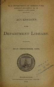 Cover of: Accessions to the Department Library: July-September, 1903