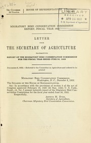 Migratory Bird Conservation Commission report, fiscal year 1932 by United States. Department of Agriculture. Office of the Secretary