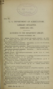 Cover of: Accessions to the Department Library: October-December, 1900