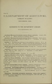 Cover of: Accessions to the Department Library: July-September, 1898