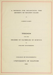 Cover of: A method for measuring the density of molten glass