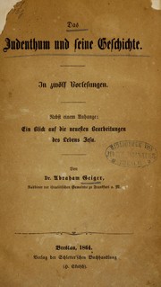 Cover of: Das Judenthum und seine Geschichte in zwÃ¶lf Vorlesungen