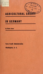 Cover of: Agricultural credit in Germany