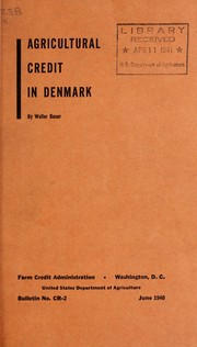 Cover of: Agricultural credit in Denmark