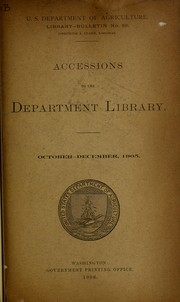 Cover of: Accessions to the Department Library: October-December, 1905