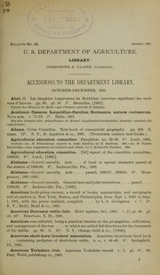 Cover of: Accessions to the Department Library: October-December, 1901