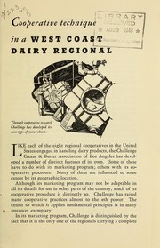 Cover of: Cooperative technique in a west coast dairy regional