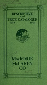 Cover of: Descriptive and price catalogue: 1915-1916