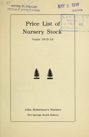 Cover of: Price list of nursery stock: Years 1915-16
