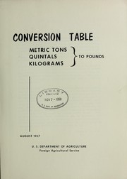 Cover of: Conversion table: metric tons, quintals, kilograms, to pounds