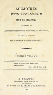 Cover of: Mémoires d'un voyageur qui se repose.