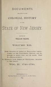 Cover of: Documents relating to the colonial history of the state of New Jersey by New Jersey Historical Society