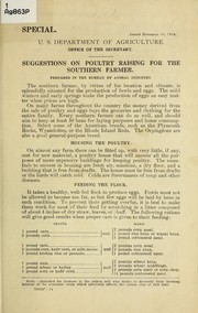 Cover of: Suggestions on poultry raising for the southern farmer ...