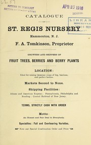 Cover of: Catalogue of St. Regis Nursery