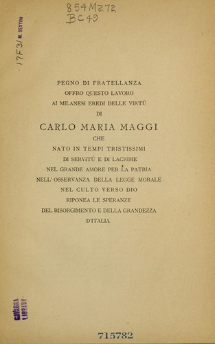 Per Carlo Maria Maggi by Antonio Cipollini