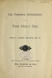 Cover of: The temporal sovereignty of the Holy See by John Ming