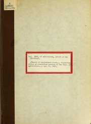 Cover of: [Report of the Appointment clerk of the Dept. of agriculture respecting the status of the classified service in the Department of agriculture...].