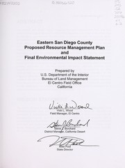 Cover of: Eastern San Diego County proposed resource management plan and final environmental impact statement