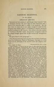 Cover of: Random readings by the editor: Abraham Lincoln