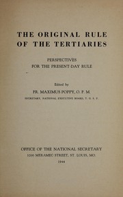 Cover of: The original rule of the Tertiaries