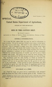 Cover of: Rye in the cotton belt