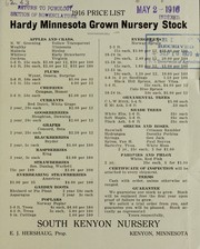 1916 price list [of] hardy Minnesota grown nursery stock by South Kenyon  Nursery