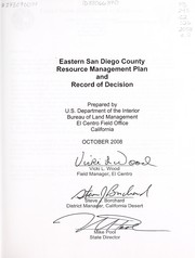 Cover of: Eastern San Diego County resource management plan and record of decision