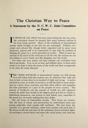 Cover of: The Christian way to peace: A statement by the N.C.W.C. joint committee on peace