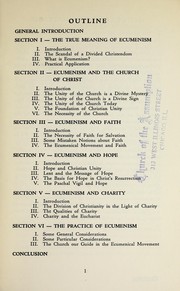 Cover of: Ecumenism: the spirit of Christian unity : lenten pastoral, 1964