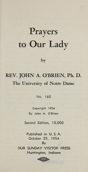 Cover of: Prayers to our Lady