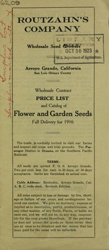 Cover of: Wholesale contract price list and catalog of flower and garden seeds: fall delivery for 1916