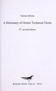 Cover of: A dictionary of Oromo technical terms: Oromo - English