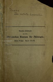 Cover of: De aetate Lucretii