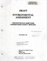 Cover of: Twin Buttes Elk Game Farm, Powder River County, Montana: draft environmental assessment