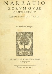 Cover of: Narratio eorum quae contigerunt Apollonio Tyrio by Marcus Welser
