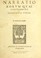 Cover of: Narratio eorum quae contigerunt Apollonio Tyrio