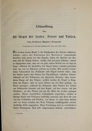 Cover of: Abhandlung über die Siegel der Araber, Perser und Türken by Joseph Freiherr von Hammer-Purgstall